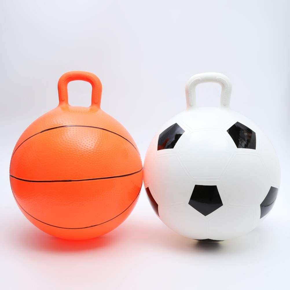 STOBOK Hopper Balls Jumping Hopping Ball Bouncy Ball with Handles 45cm Bouncing Ball Toys Inflatable Football Exercise Gift for Boys and Girls 