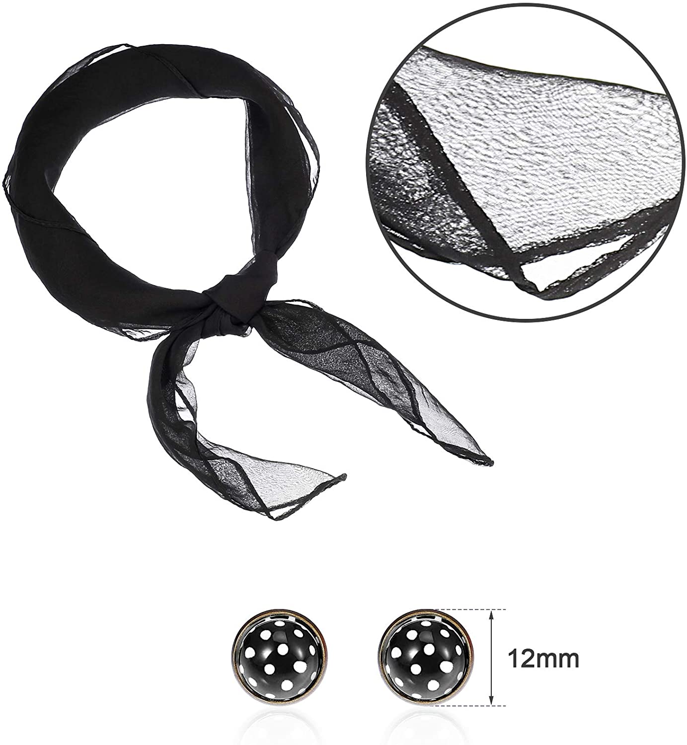50's Costume Scarf Polka Dot Headband Earring Cat Eye Glasses Waistband - Image 3