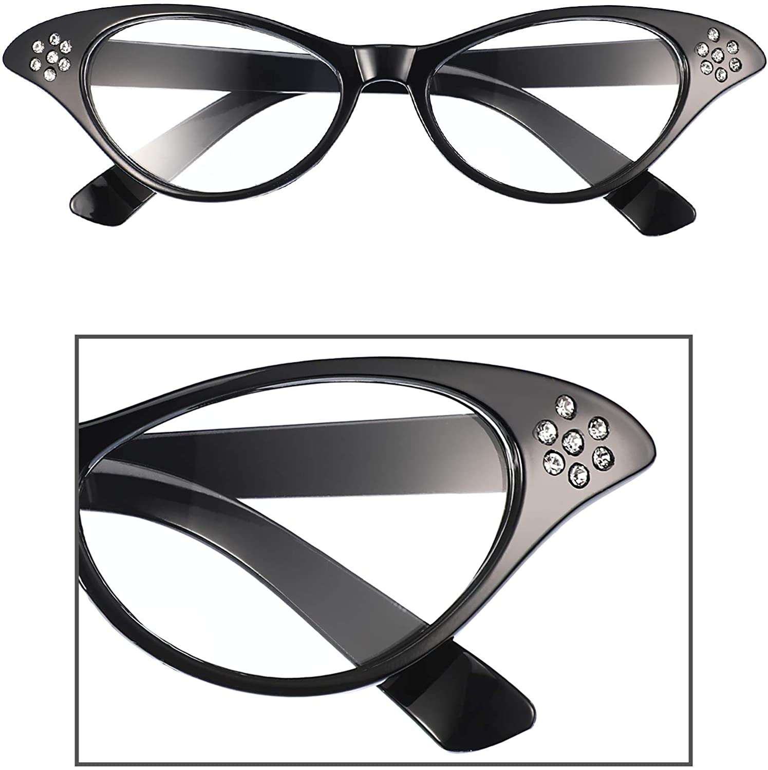 50's Costume Scarf Polka Dot Headband Earring Cat Eye Glasses Waistband - Image 4