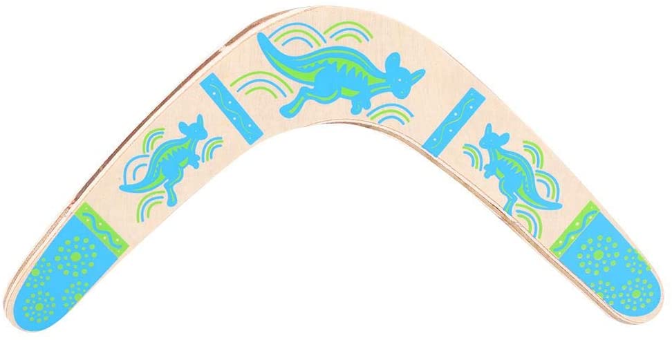 Stable Wooden V-Shaped Flying Boomerang Kids Sports Boomerang with PP Bag for Outdoor Games Sports Returning Boomerang 