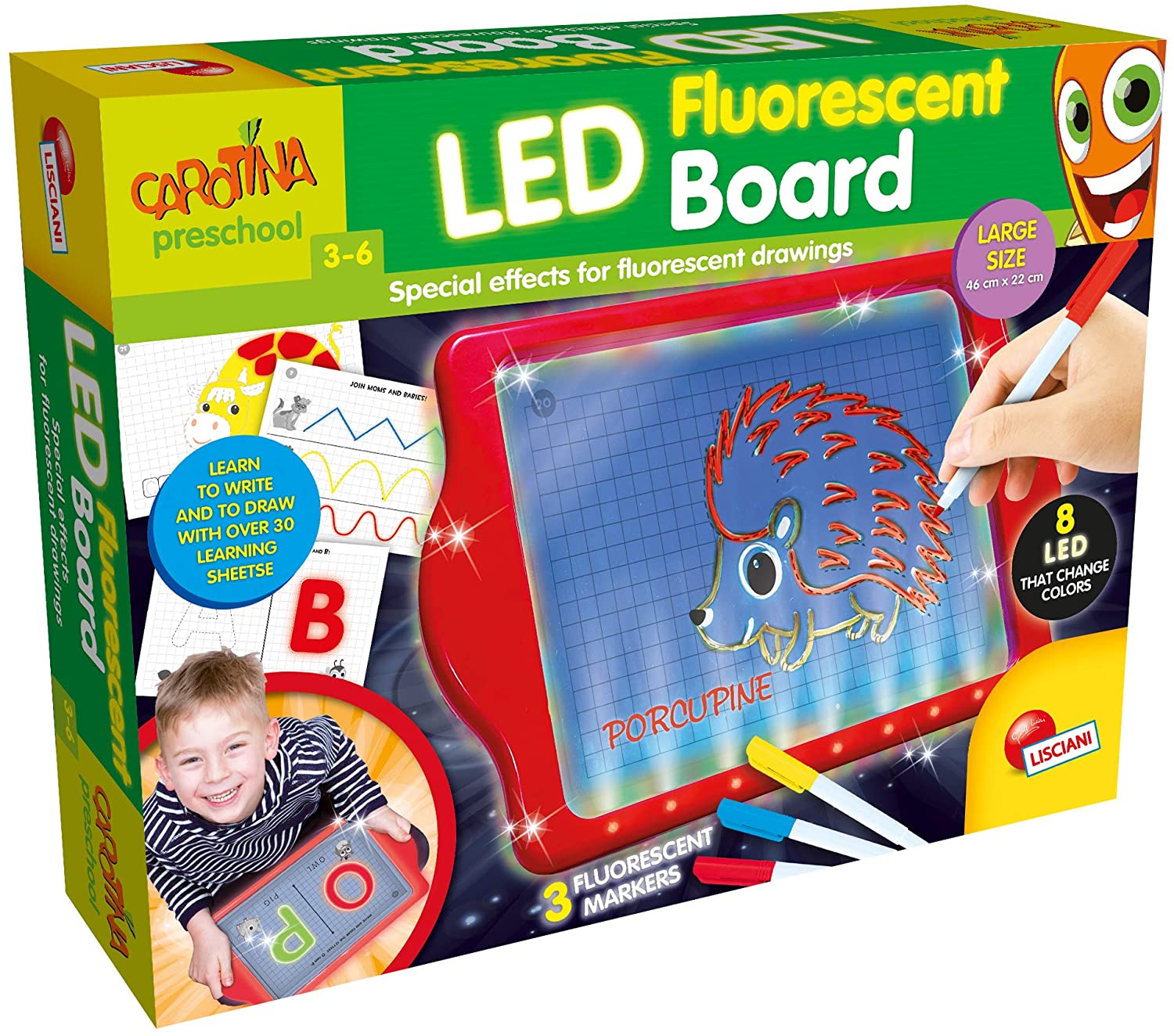 Lisciani EN66223 Carotina Fluotescent LED Board, Multicolour, One Size ...