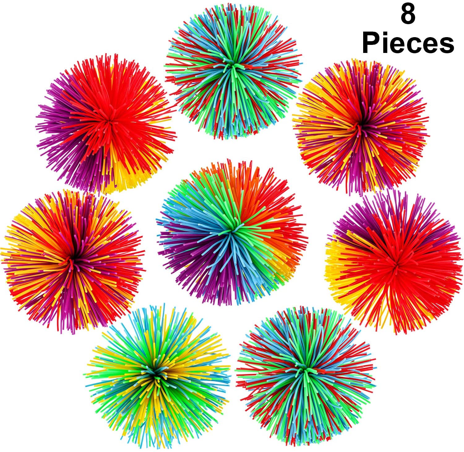 Stringy Balls Sensory Fidget Toy 2Pcs Soft Rainbow Pom Bouncy ADHD Stress Relief 
