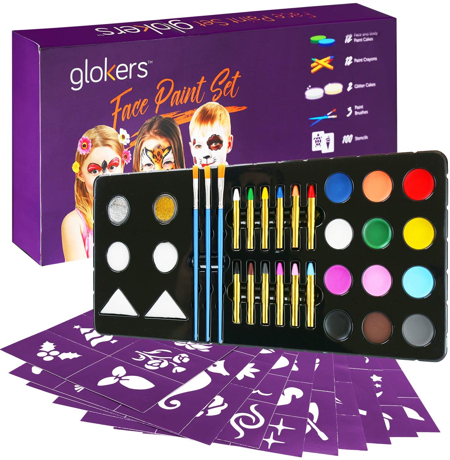 glokers Face Paint Set Face Painting Kit Contains Cake Paints