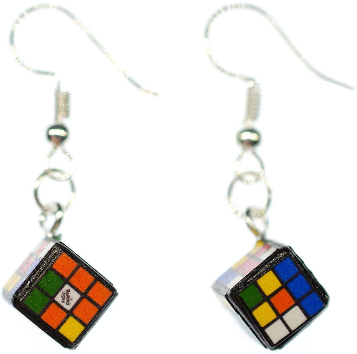 Magic Cube Earrings Colorful Miniblings Casino Board Game Play 3D Puzzle