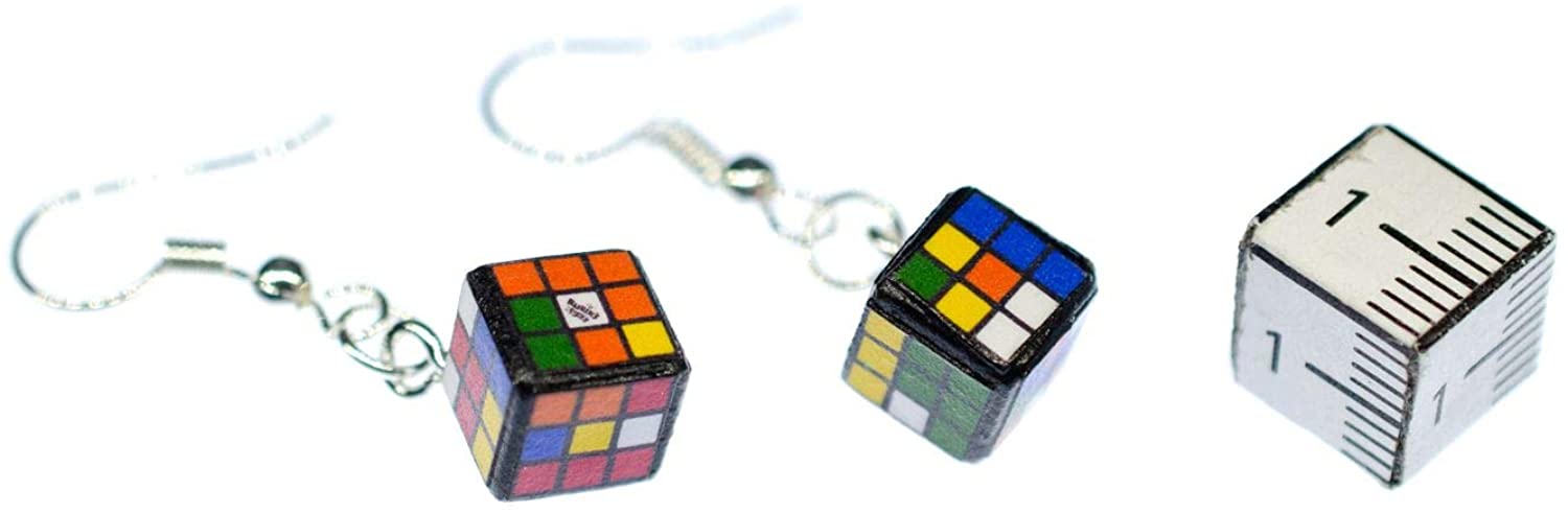 Magic Cube Earrings Colorful Miniblings Casino Board Game Play 3D Puzzle - Image 2