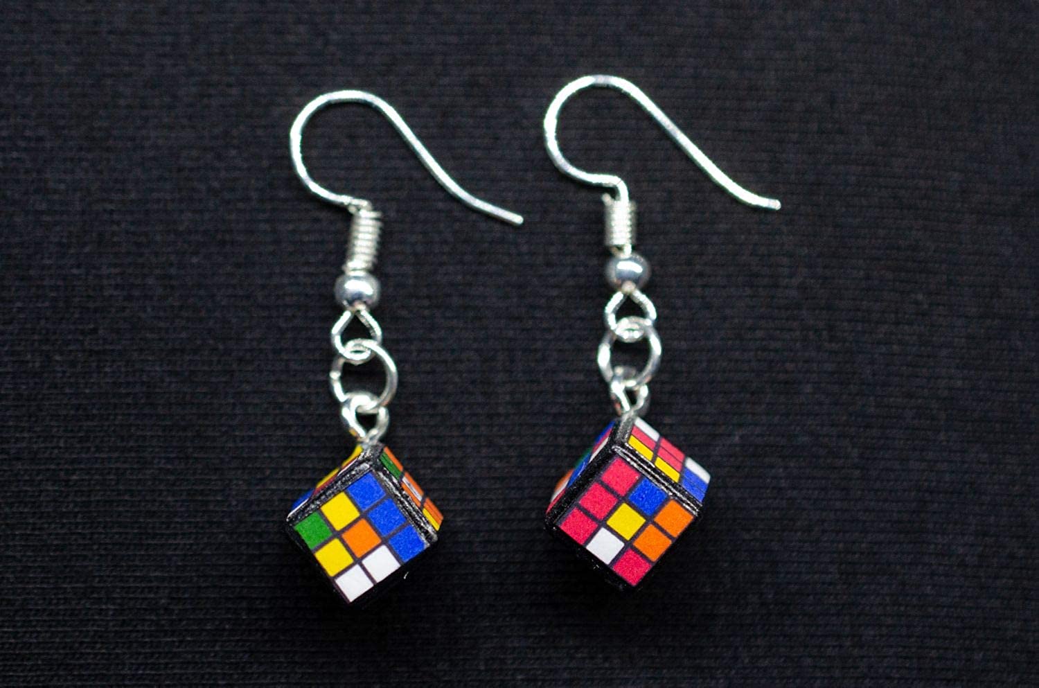Magic Cube Earrings Colorful Miniblings Casino Board Game Play 3D Puzzle - Image 3
