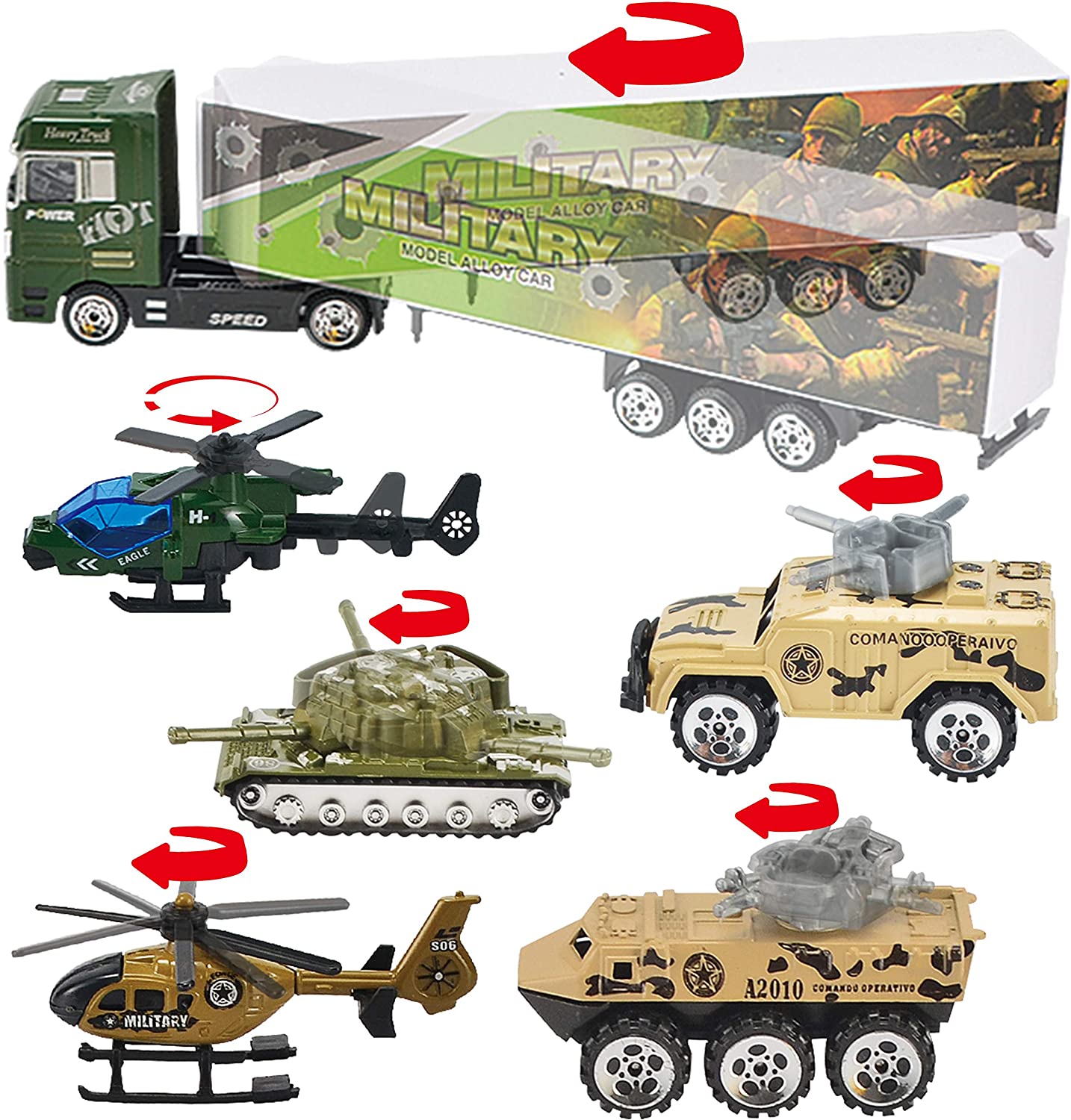 JOYIN 10 In 1 Die-Cast Military Truck Army Vehicle Mini Battle Car Toy ...