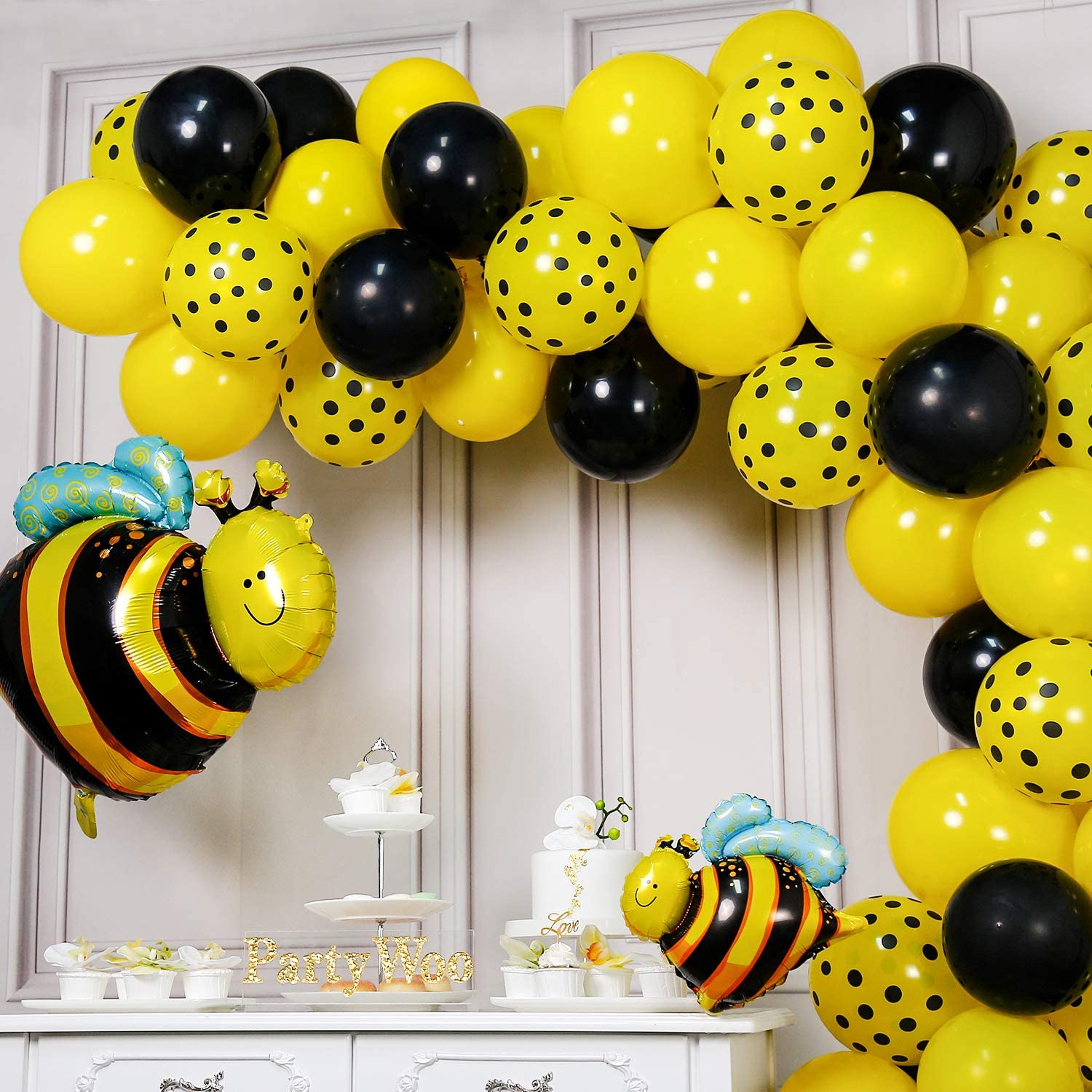 PartyWoo Bee Balloons, Yellow Balloons Yellow Polka Indonesia