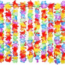 NIWWIN 20 Pieces Hawaiian Ruffled Flower Lei Luau Floral Leis for Dress,Beach Theme Party Decorations