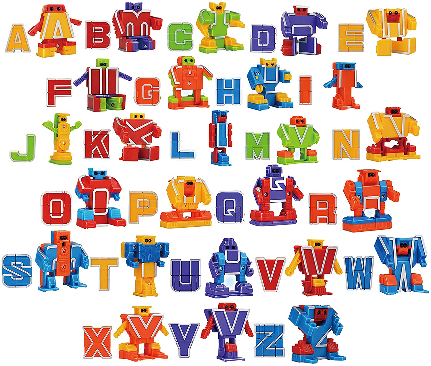 26 Pieces Alphabet Robot Transformer Action Figure Autobots Toys for Kids ABC Learning Gift for Birthday Party,School Classroom Rewards Carnival Prizes,Pre-School Education Toy 