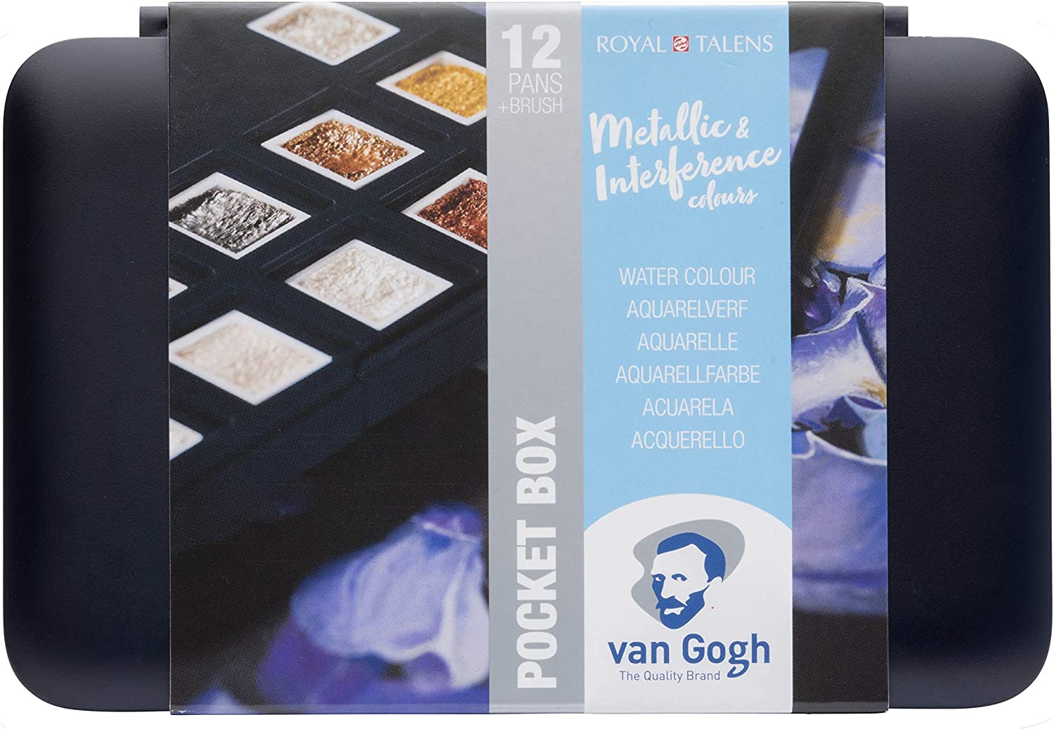 Talens Van Gogh Aquarell Pocket Box Metallic Edition Mit 12 half Bowls