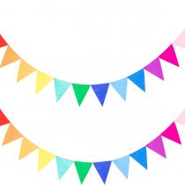 LOVENJOY 2 Rainbow Bunting Felt Fabric Colorful Birthday Party Decorations, Assembled