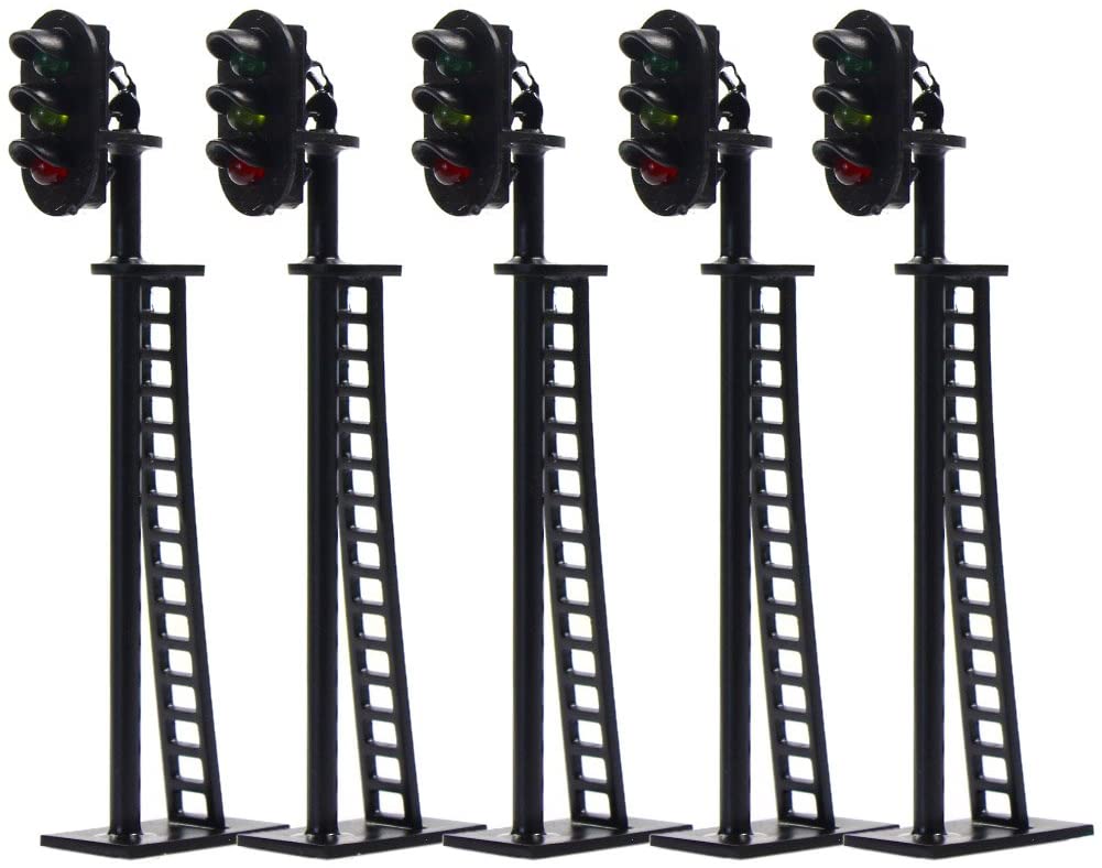 JTD04 5pcs Model Railway 3-Light Block Signals G/Y/R HO Scale 6.8cm 12V Led New