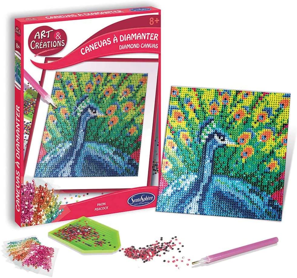 Sentosphere 025 Peacock Rhinestone Picture Craft Diy Kit For Children And Adults Multicoloured Toptoy