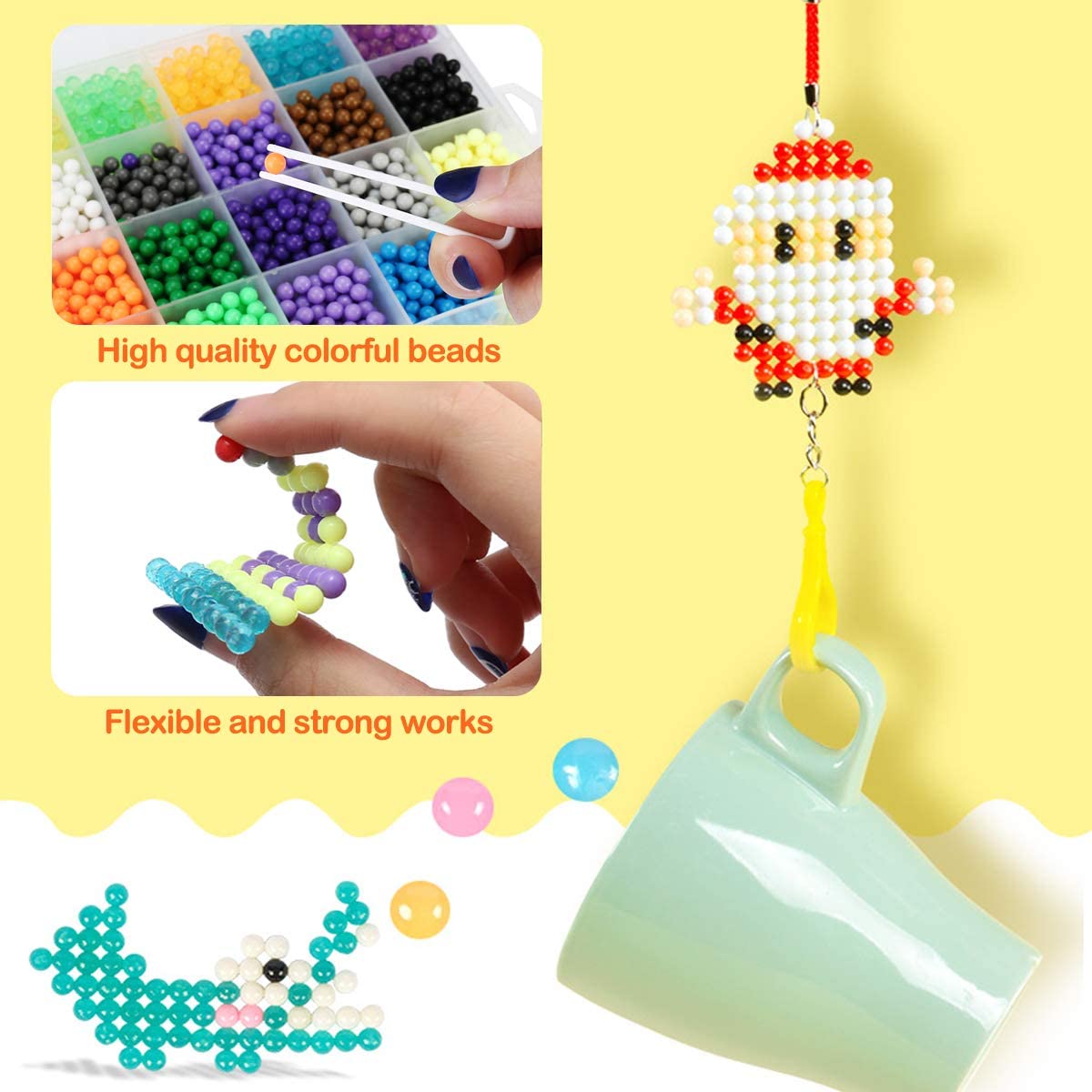FUNTOK Water Fuse Beads, Mega Bead Refill Beads, Multicoloured DIY