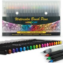 Colorful Art Co. Art Pens - 20 Piece Watercolour Pen Set w/ Premium Brush Tip &ndash; Vibrant Paint Markers for Blending, Painting, Colouring, Lettering, Calligraphy, Art & Crafts