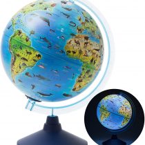 EXERZ 25CM Zoo-Geo Illuminated Globe - English Map -with Cable Free LED Light/ 2 in 1/ Day and Night - Physical and Zoo Dual Map - Light up globe - Educational and Fun, For School, Children, Family
