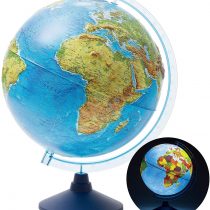 Exerz 25cm Relief AR GLOBE Cable Illuminated Free LED Light/ 3 in 1/ Day and Night - Physical/Political Dual Map Unique Embossment - Augmented Reality App iOS Android- Light up globe