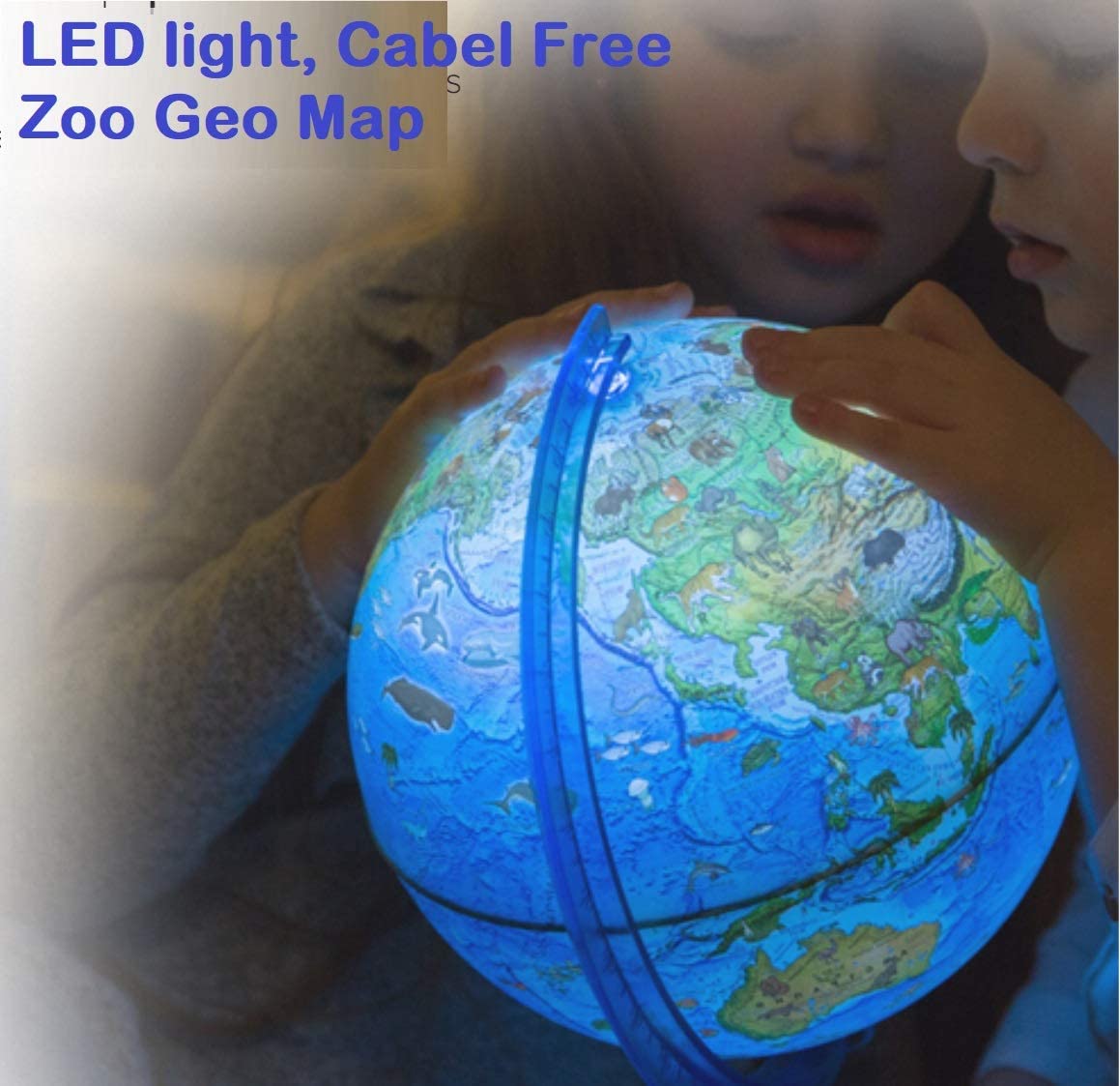 Exerz 25cm Zoo Geo Illuminated Globe With Cable Free Led Light 2