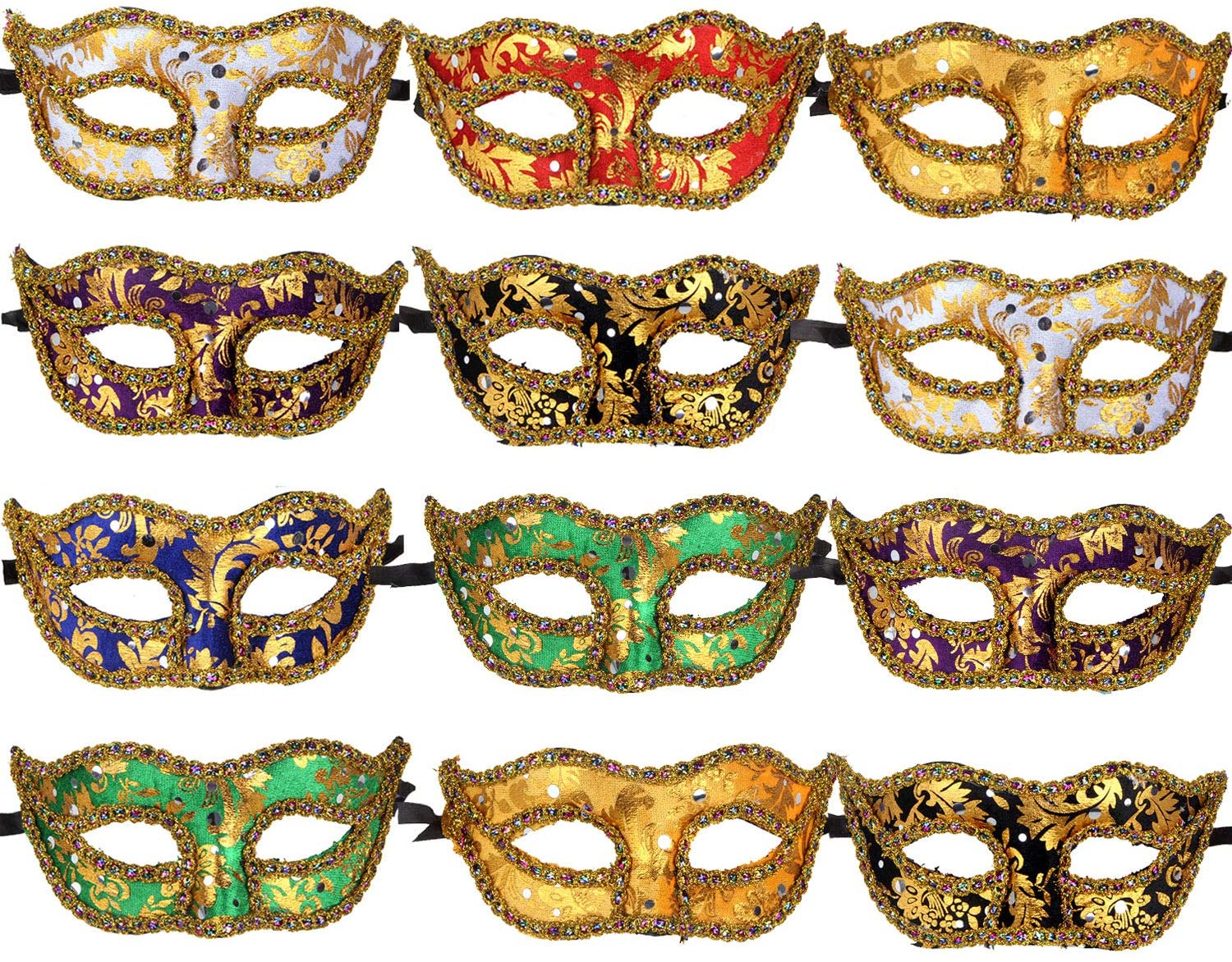 ECOSCO 12pcs Masquerade Masks Women Men Mardi Gras Ball Party Masks Bulk Wholesales