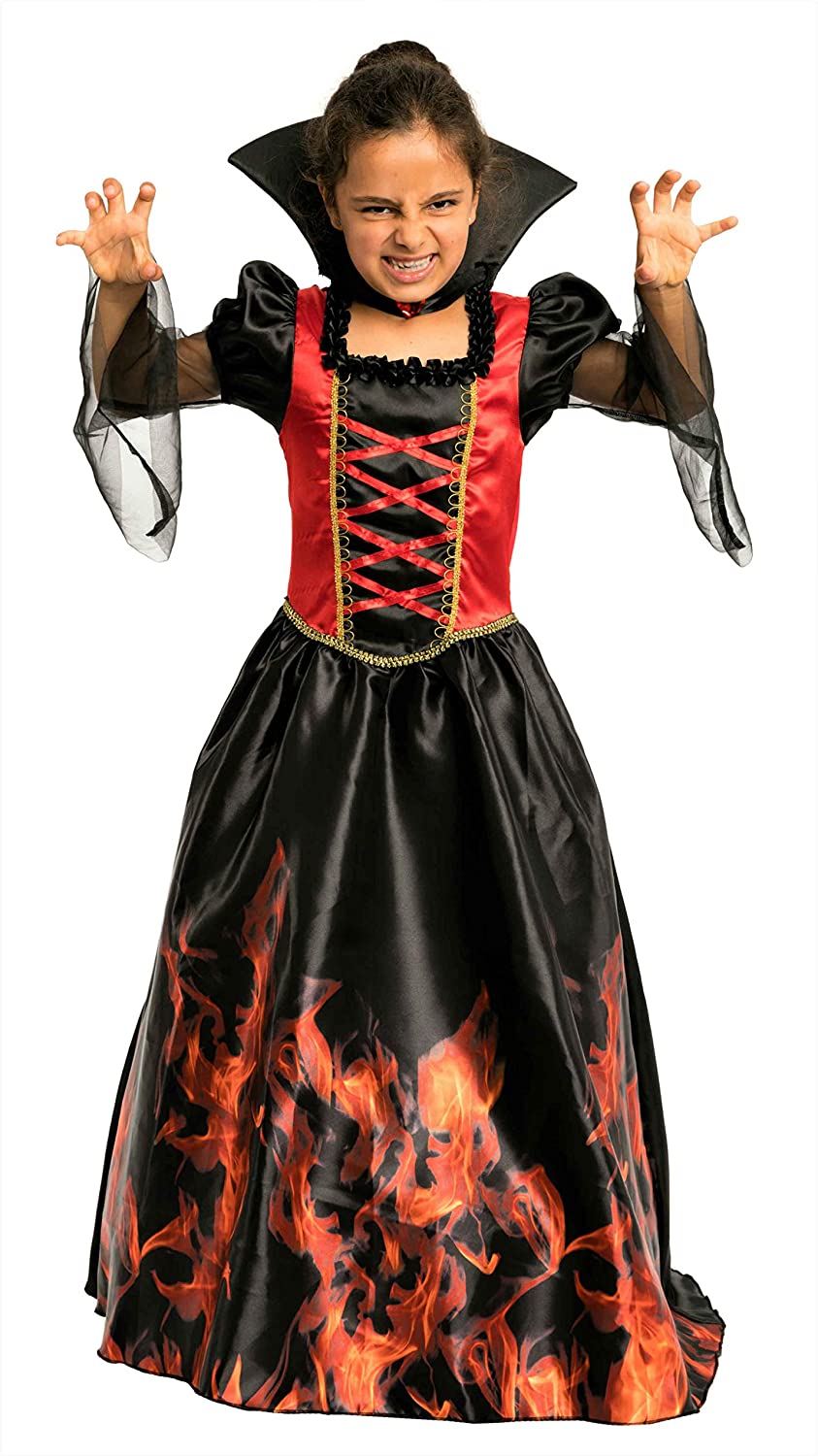 Magicoo glamour vampire costume girls kids Halloween red and black ...