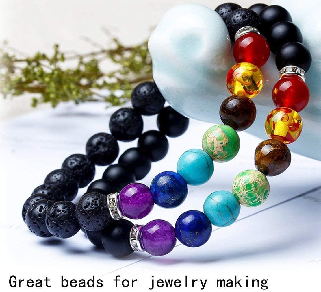 Colle Lava Beads for Jewelry Making Kit, Natural Lava Rock Beads for Crafting, Lava Stone Beads