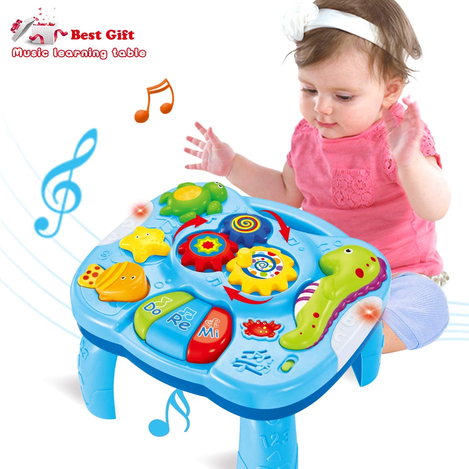 ACTRINIC Musical Learning Table Baby Toys 6 to 12 Months Early Education Music Activity Center BEST Entertaining & Game Table Toddlers Toys for 1 2 3 Year Old Song&Lighting&Sound Best Gift