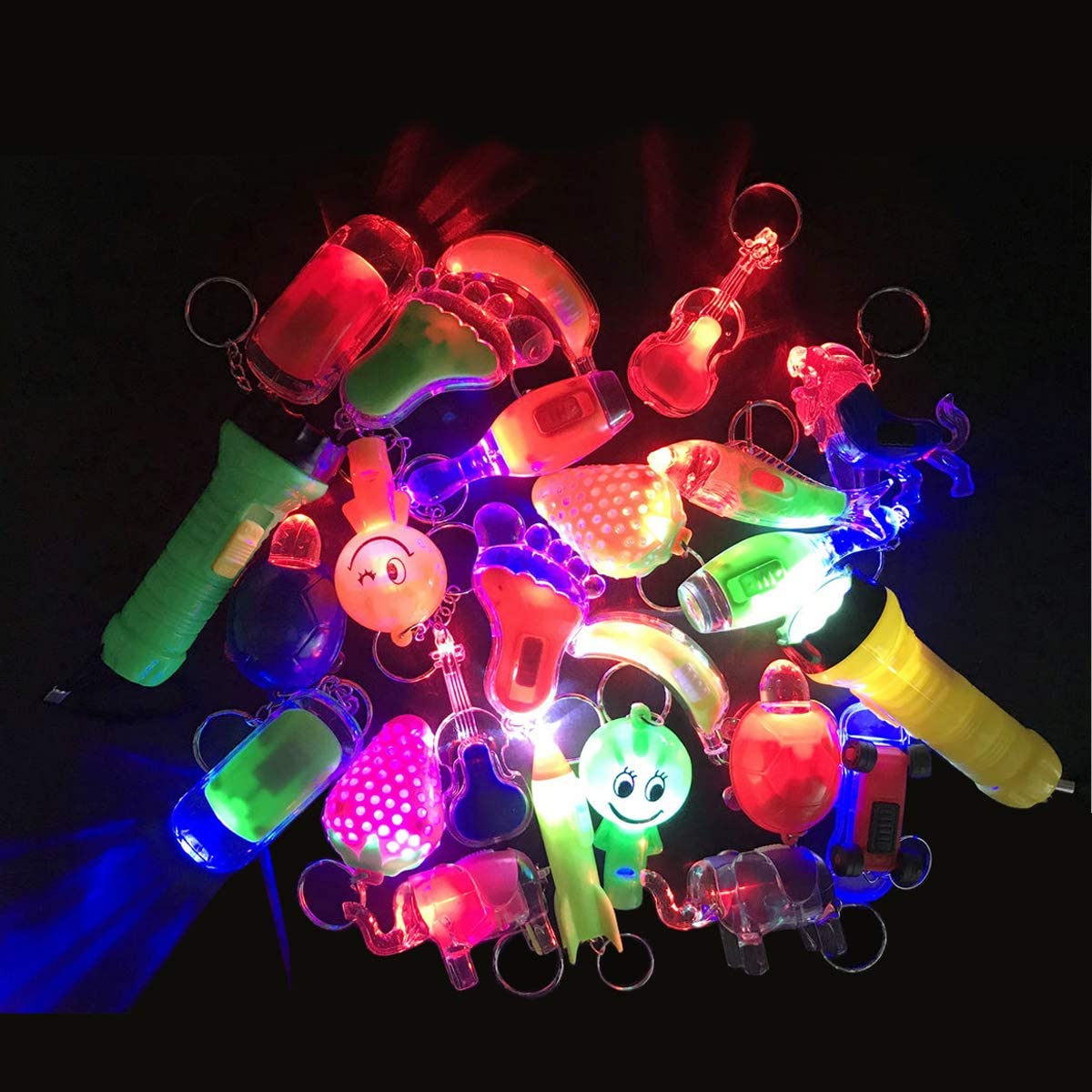 T&J Fashion 24 Pieces LED Keyring Party Bag Fillers Lighting Toy ...