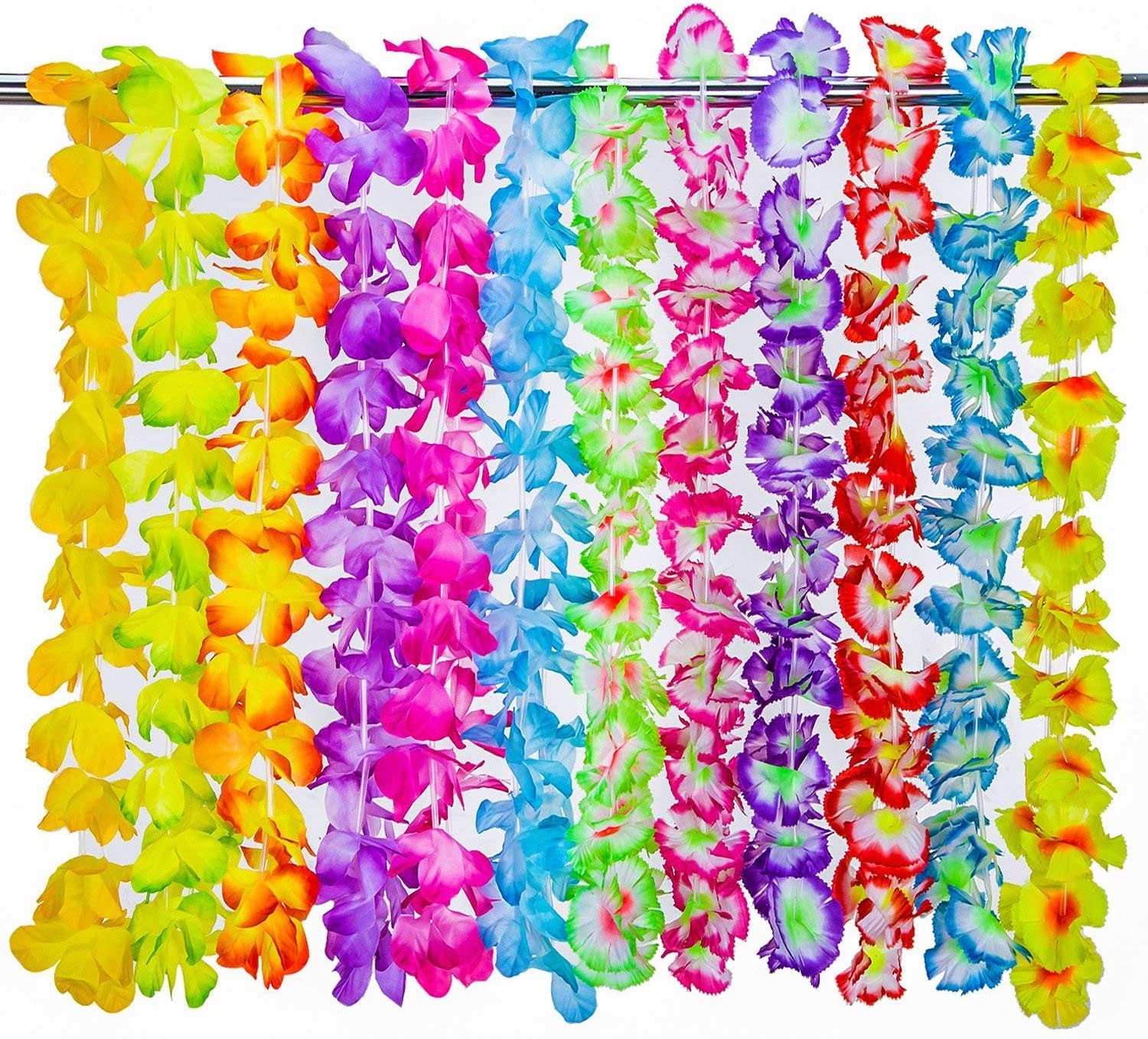 NIWWIN 36 Pcs Hawaiian Lei, Silk Flowers Necklace Bracelet, Flower