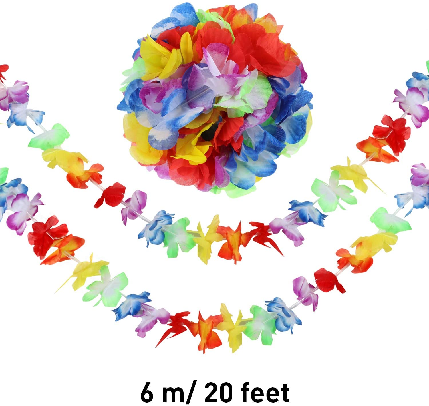 Jovitec Multicolor Tropical Flower Lei Garland Flower Leaves Banner for