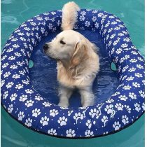 Ginkago Inflatable Pool Float for Adult Dogs and Puppies, Large Contemporary Modern Blue Pet Dog Swimming Pool Float Ride on (Blue)