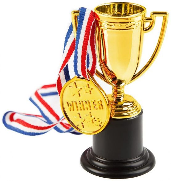 Buy LUOZZY Trophies And Edals Set Gold Plastic Trophy Cup And Winner