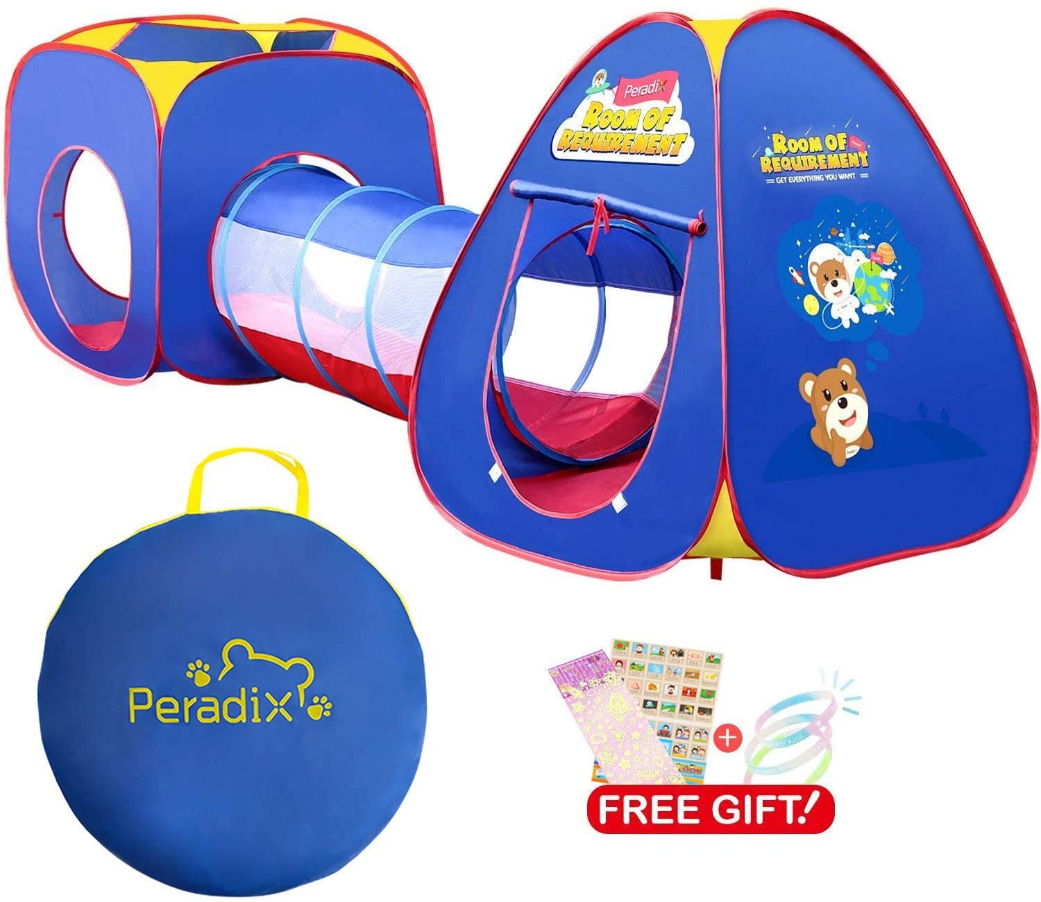 Peradix Kids Play Tent Tunnel 3 in 1, Pop Up Tent Toddlers Crawl Tunnel
