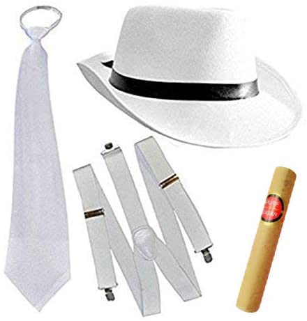 Karnival Costumes Adult's White 20s Gangster Fedora Hat