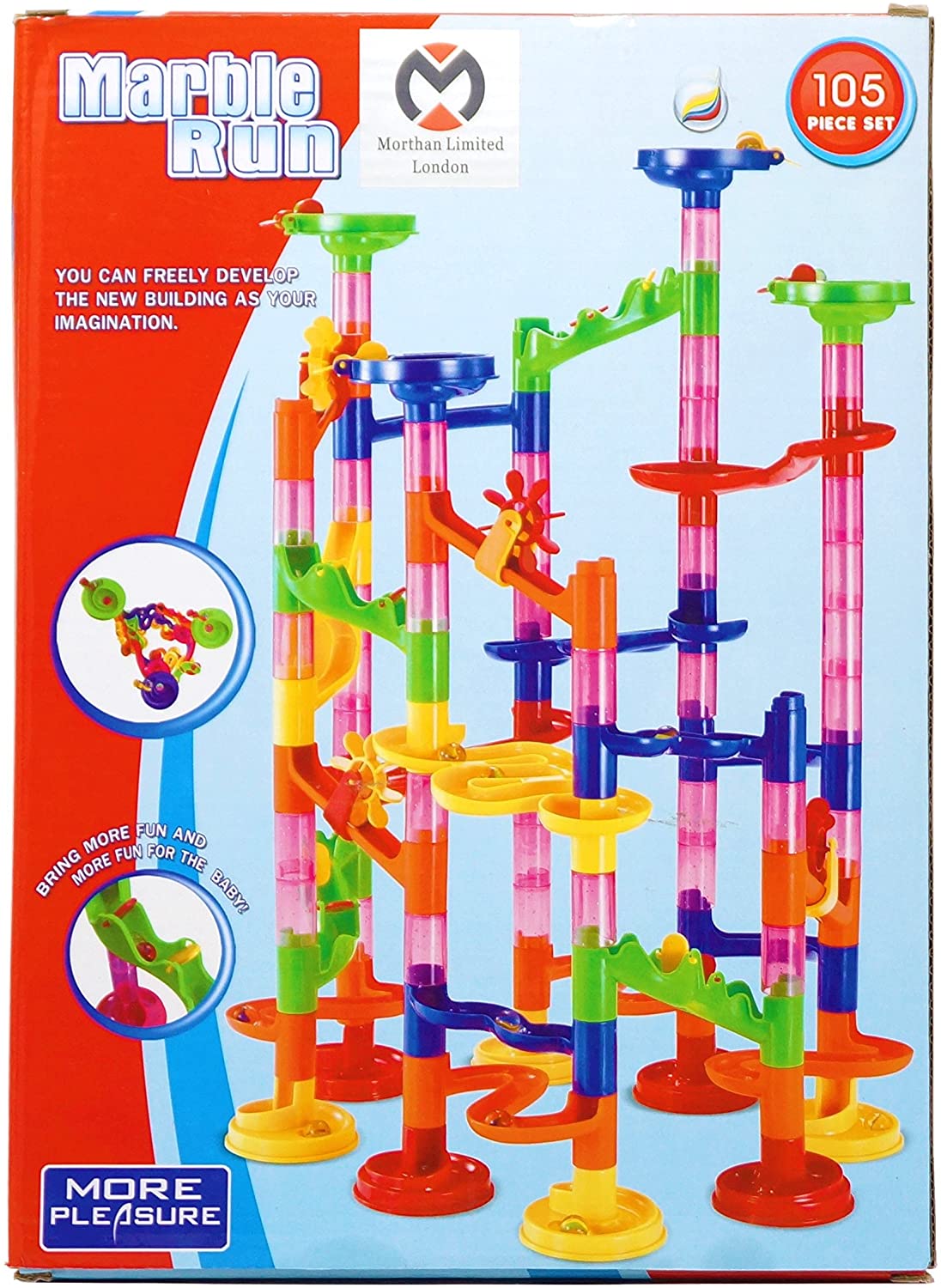 Morthan Marble Run Railway Toy, Marble Race Coaster Set, DIY