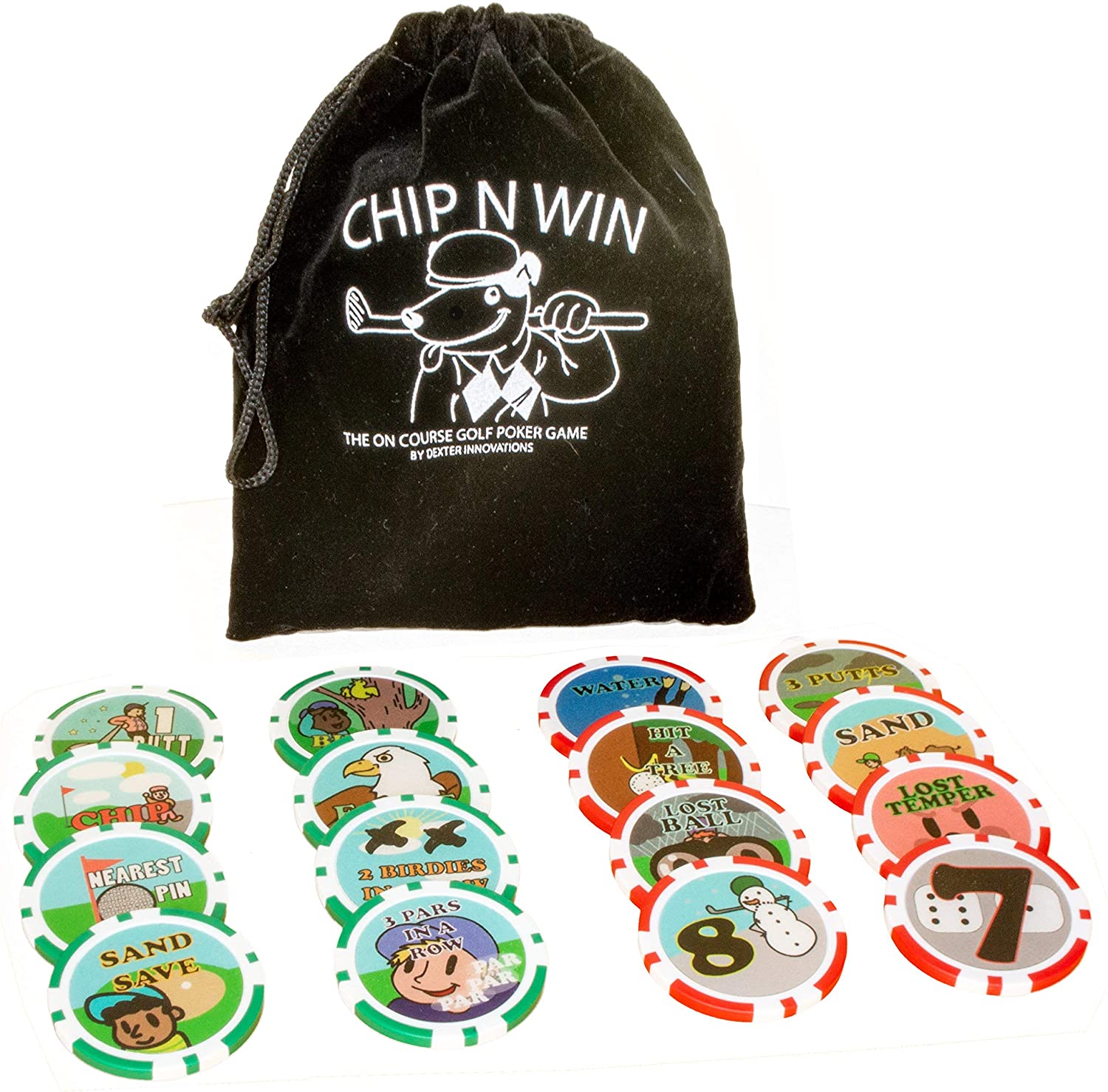 Dexter Innovations CHIP N WIN: THE ON COURSE GOLF POKER CHIPS GAME: This golf  game is amazing fun that keeps you playing until the end of your round and  will keep the