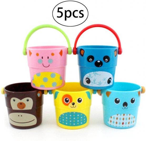TOYMYTOY 5pcs Bathing Pour Bucket Bathtub Bath Bucket Bathing Beach