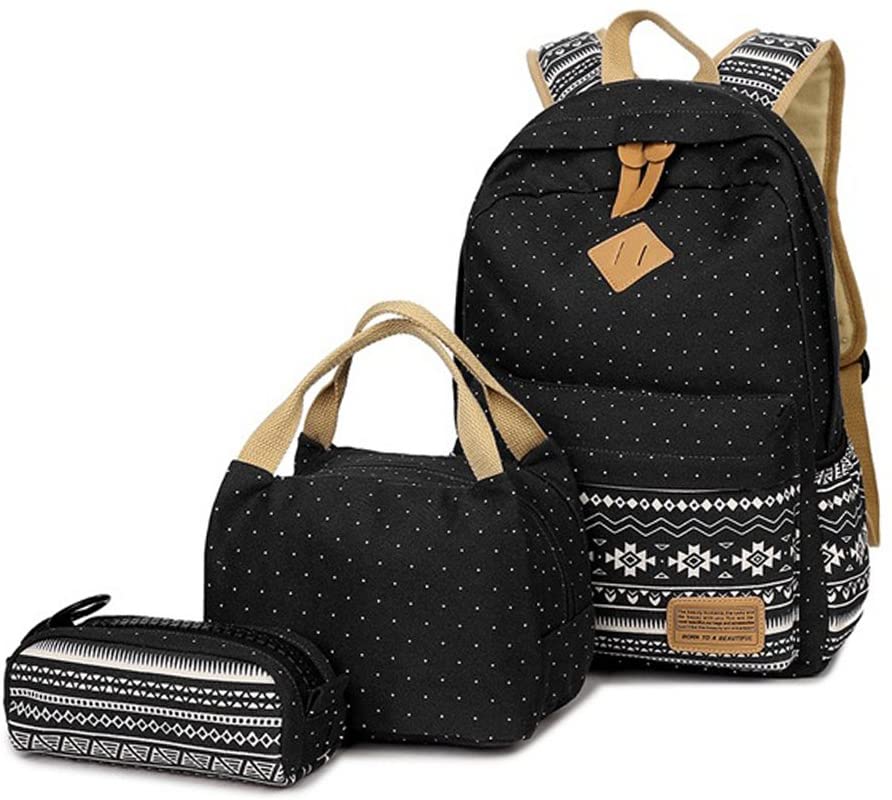 Backpack Set for Teen Girls School Backpack Bookbag Set with Lunch Bag and Pencil Bag 