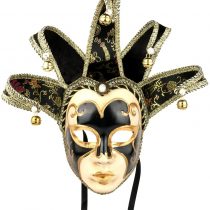 YU FENG Handpainted Mask, Jester Costume for Carnival, Black, Masquerade Fancy Dress