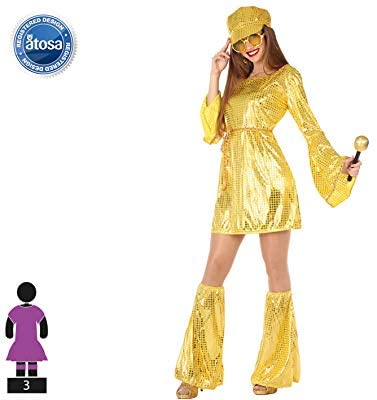 ATOSA Disco-Kostüm Golden – Größe 10-12 Jahre, Mit Stulpen, Für Karneval & Mottoparty