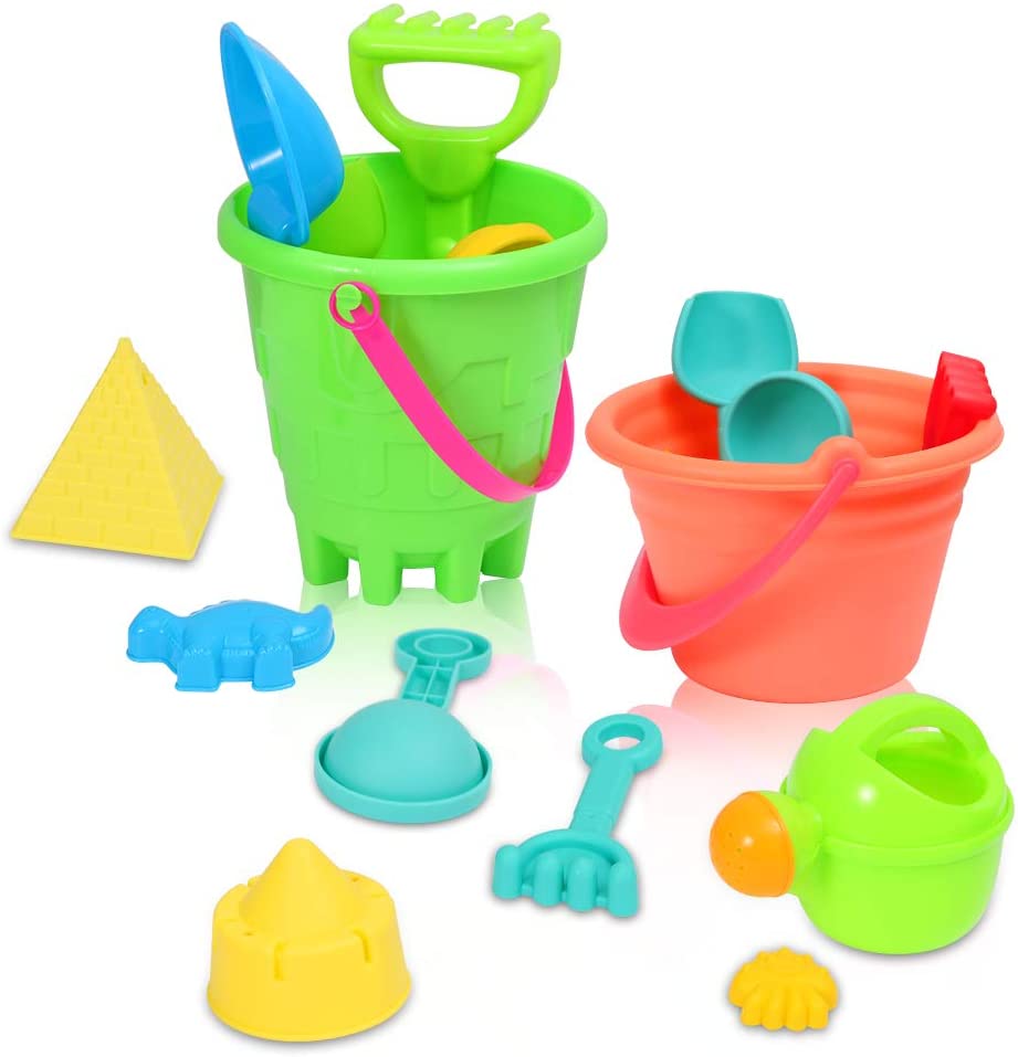 ThinkMax 27 pcs Beach Toy Set, Seaside Sand Castle Bucket Spade Shovel
