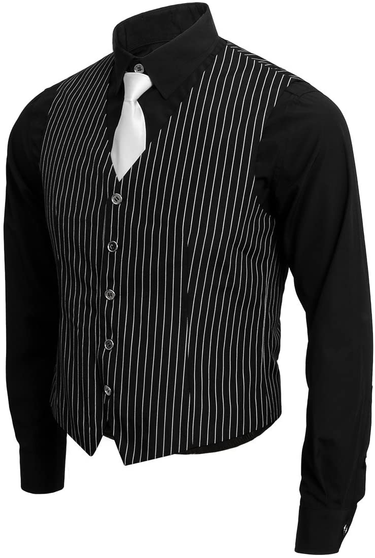 Nofonda 1920s Adult Men’s Gangster Shirt, Vest and Tie Costume 20’s