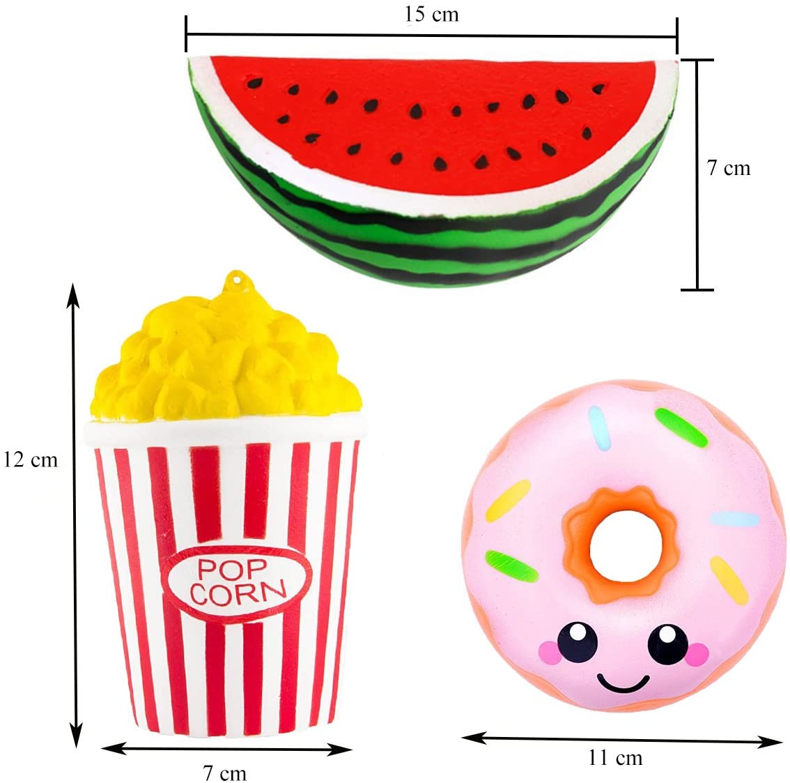 Squishies Toys,Hirsiran 3pcs Squishy Jumbo Squeeze Toy Slow Rising Scented Stress Relief Smile Donut Ice Cream Pop Corn Toy for kids adults - Image 2