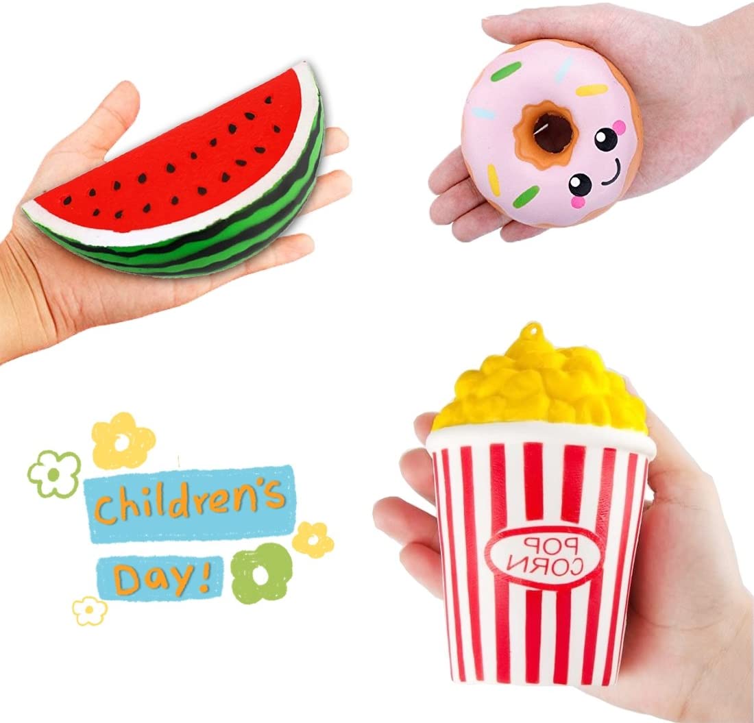 Squishies Toys,Hirsiran 3pcs Squishy Jumbo Squeeze Toy Slow Rising Scented Stress Relief Smile Donut Ice Cream Pop Corn Toy for kids adults - Image 3