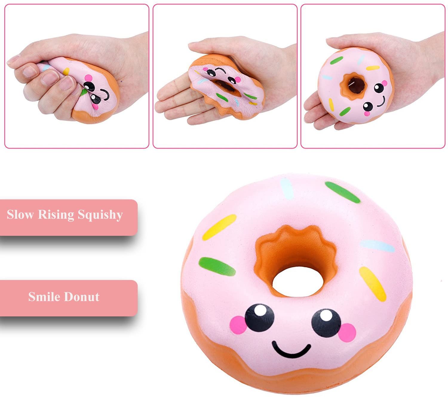 Squishies Toys,Hirsiran 3pcs Squishy Jumbo Squeeze Toy Slow Rising Scented Stress Relief Smile Donut Ice Cream Pop Corn Toy for kids adults - Image 4