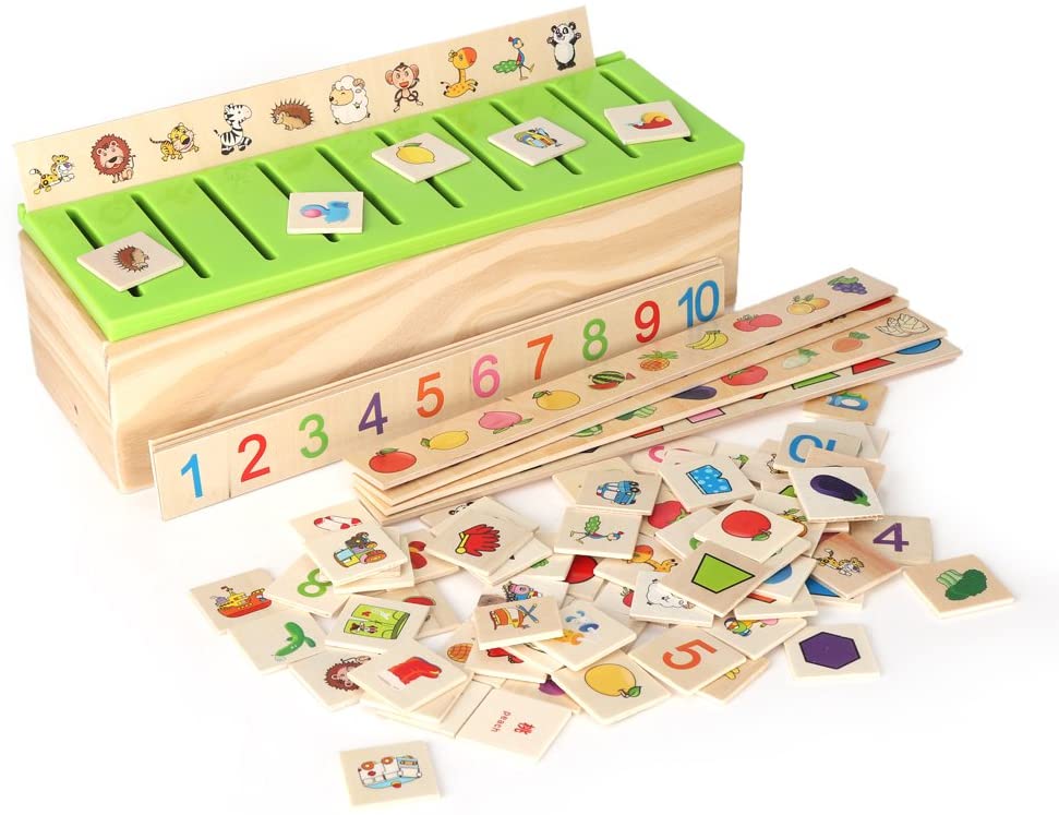 Zerodis Learning Toys Knowledge Classification Wooden Box Blocks for ...