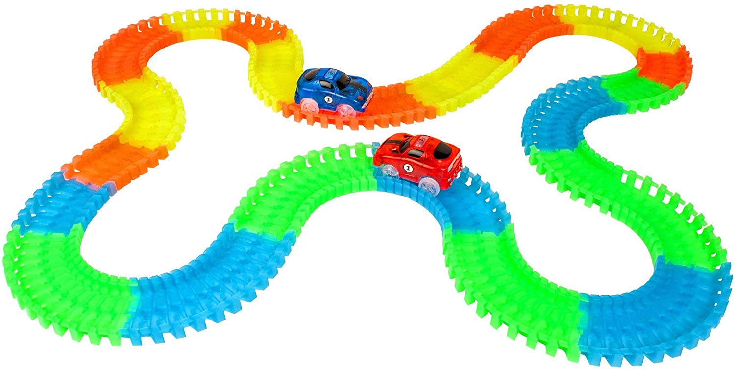 Create-A-Track 220 Piece Flexible Race Track with Light Up Cars
