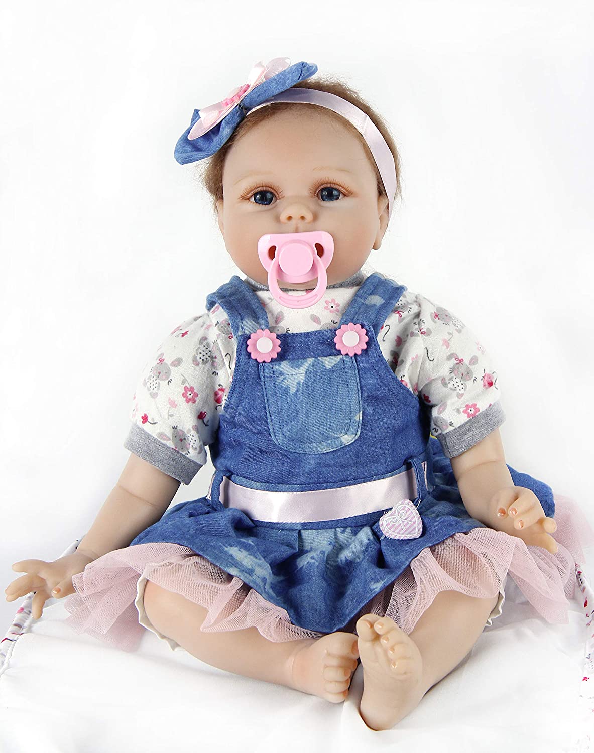ZIYIUI Réaliste Reborn Bébé 22 Pouce 55 cm Poupons de Silicone Garçon Baby Doll Toddler Babies Poupée Cadeau de Noël 