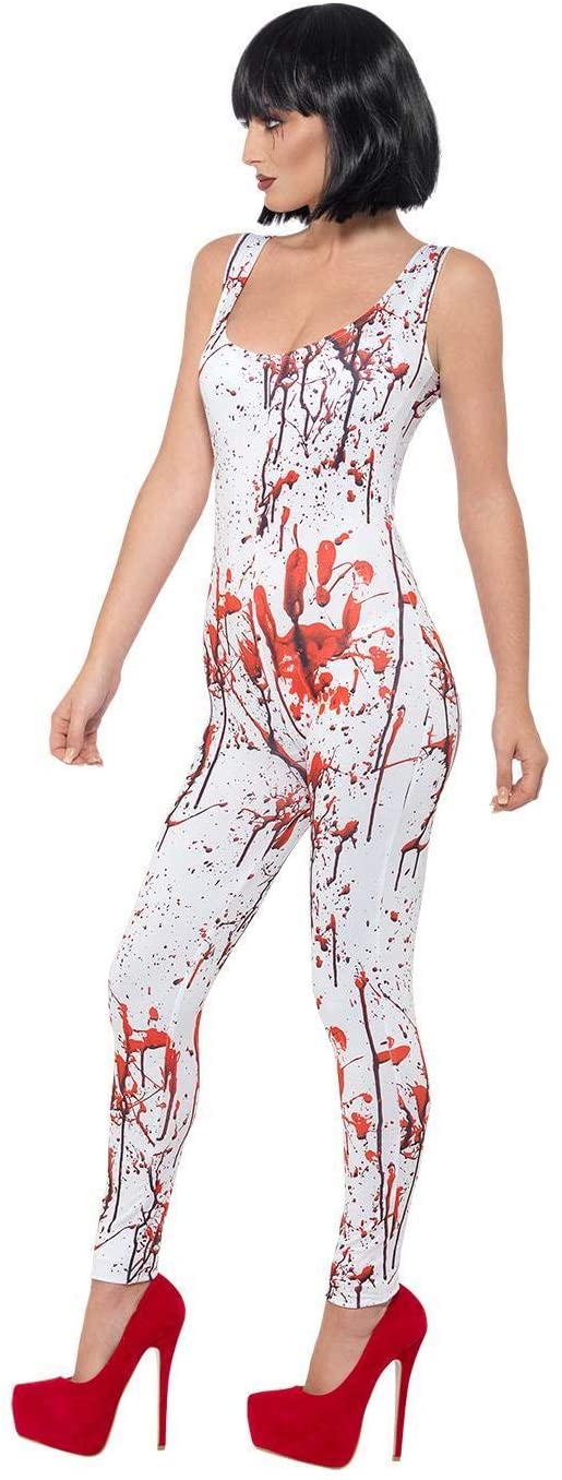 Smiffys Fever Miss Whiplash Geometric Print Catsuit (Size S
