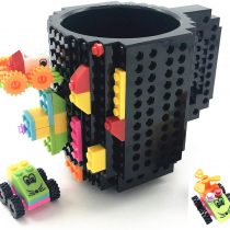 HUISHENG Build-on Brick Mug, Funny Cup, Father's Day Halloween Birthday Present Christmas Santa Gifts for Men Women Dad Him Her Kid Adult Boy Girl Teacher Uncle Friend, Compatible with Lego (Black)